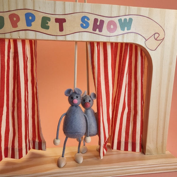 Tabletop Puppet Theater with Two Mice Puppets