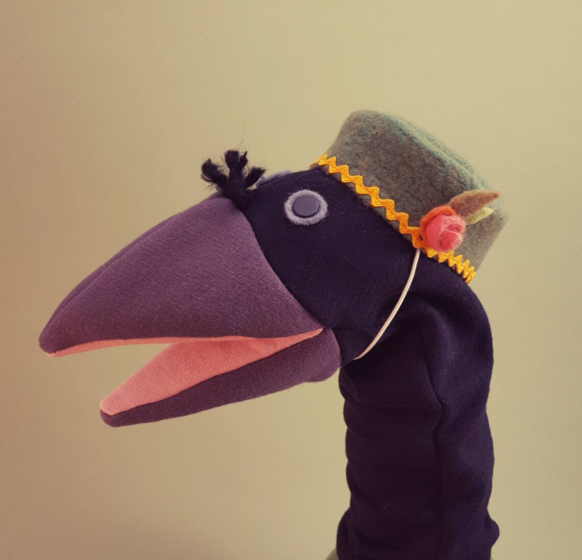 Hand Puppet Fancy Crow Etsy