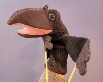 Sock Puppet With Rods- Poe the Raven