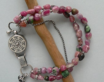 sterling silver and tourmaline bracelet, multi strand bracelet,