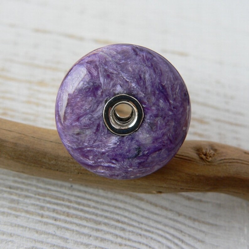 sterling silver donut charoite minimalist ring statement ring charoite ring
