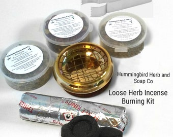 Loose Herb Incense Burning Kit -Wiccan Pagan Ritual Ceremonial -Cleansing Herbal Aromatherapy Smudge Collection -Gift for Mom Under 50