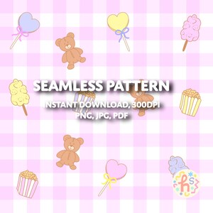 Cute Teddy Bear Seamless Pattern | Pastel Pink cottagecore Digital Paper | Nursery Pattern | Baby Shower Background | Cute Fabric Design