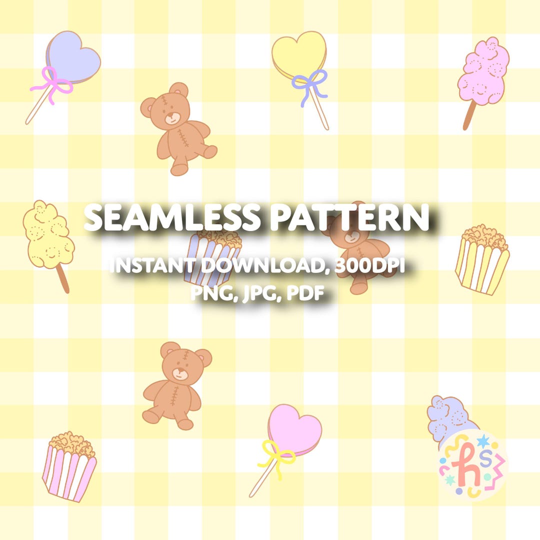 Cute Teddy Bear Seamless Pattern | Pastel Yellow Cottagecore | Nursery ...