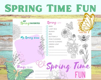 ¡Mantel individual para colorear de primavera imprimible para niños o adultos! Primavera, Flores, Placemat para colorear de temporada Descarga digital