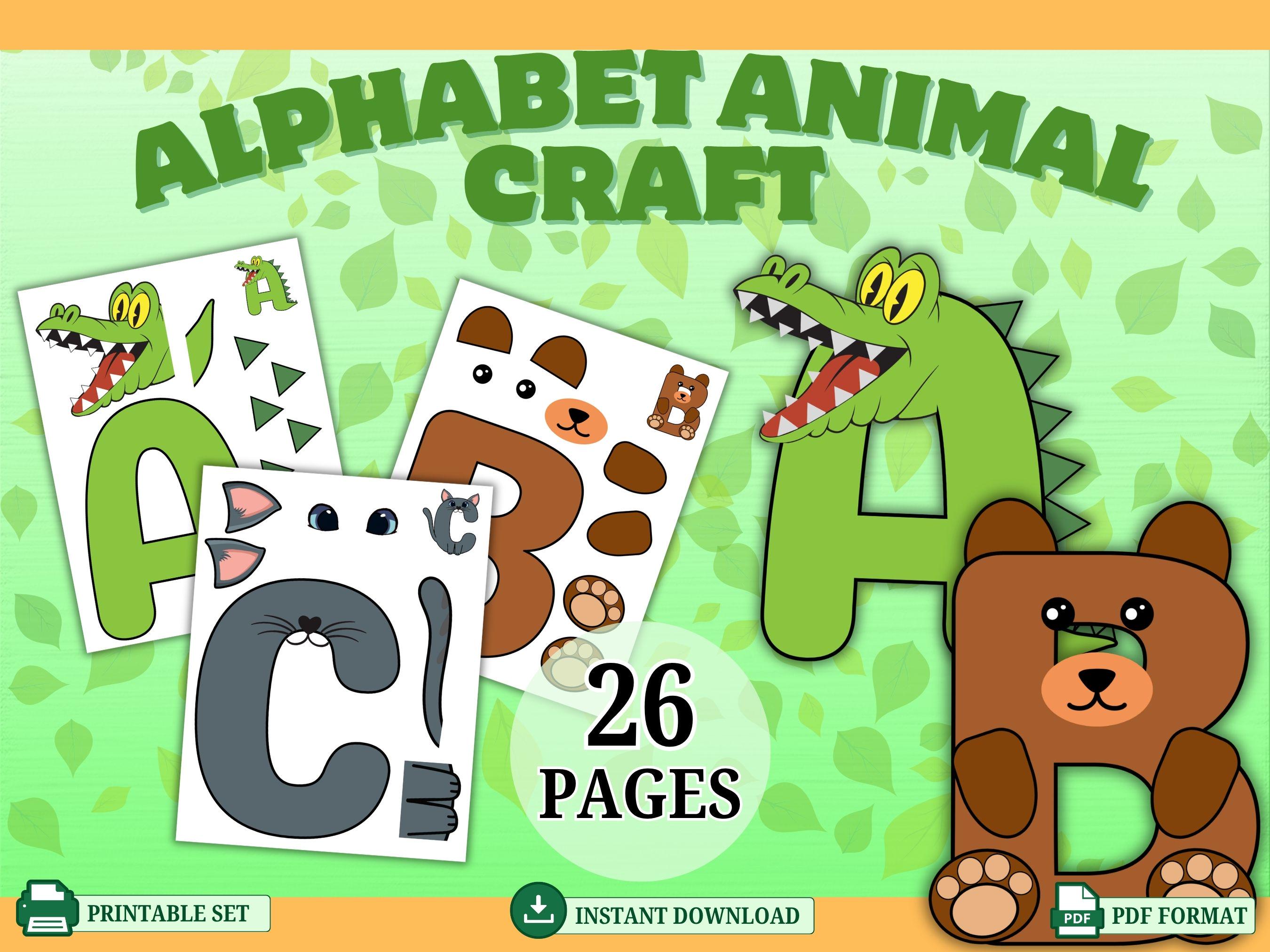 Alphabet Animal Craft Printable, ABC Letter Crafts A-Z, Preschool ...