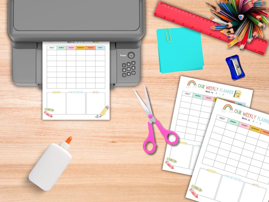 Weekly Planner Printable for Kids | Rainbow Weekly Schedule | Family ...