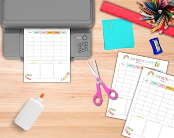 Afdrukbare weekplanner voor kinderen | Weekschema Rainbow | Gezins- en thuisschoolplanner | Pdf direct downloaden