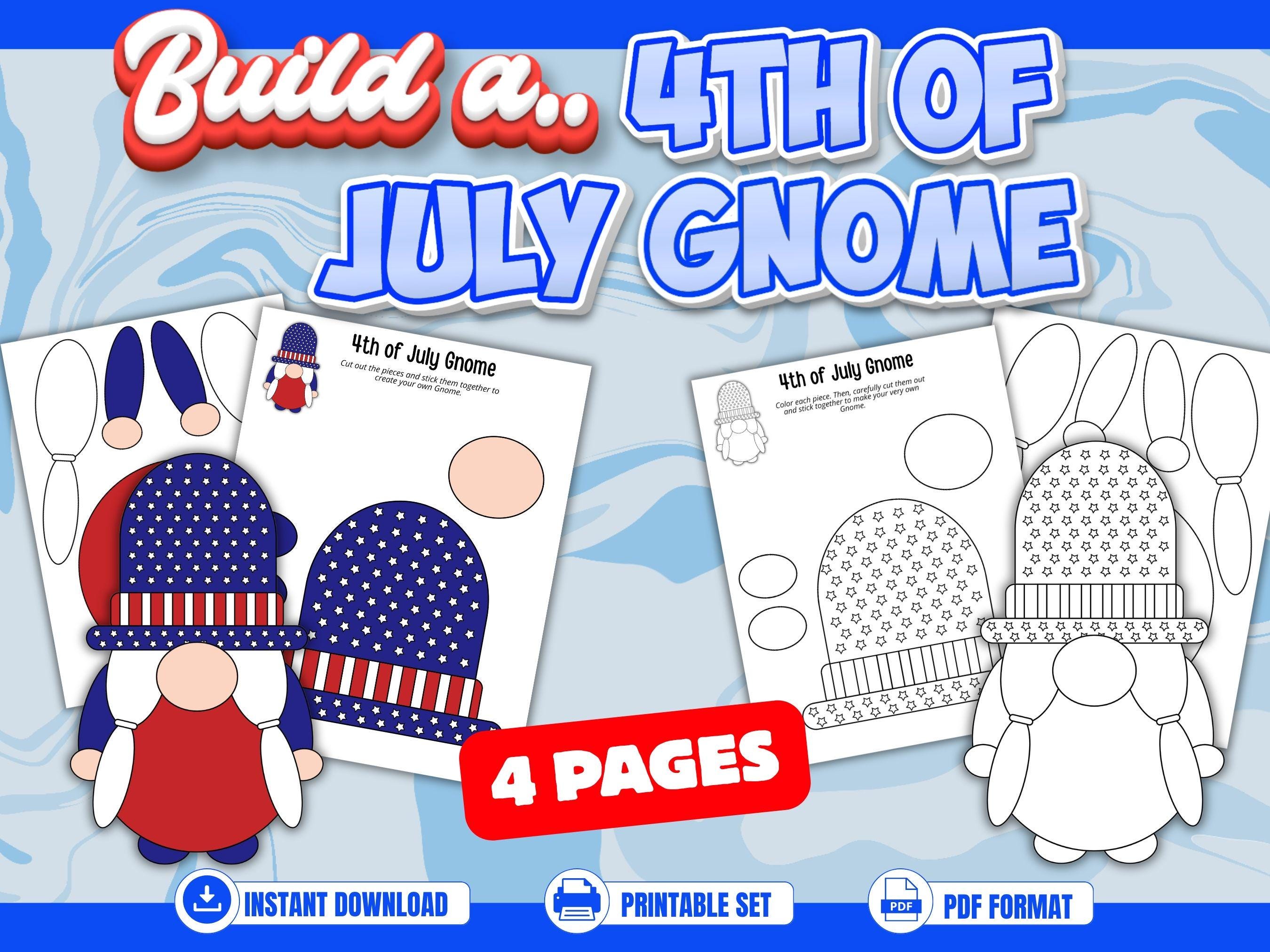 42 Adorable Gnome Crafts for Kids They Can't Help But Love! 2 4th of July Gnome Craft Printable Patriotic Gnome Cut and Paste…
