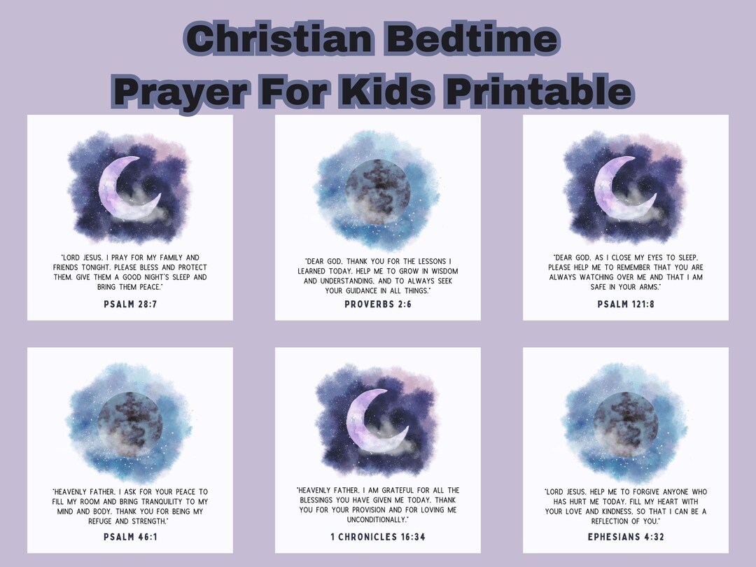Christian Bedtime Prayer for Kids Printable, Bible Verse Nursery Wall ...
