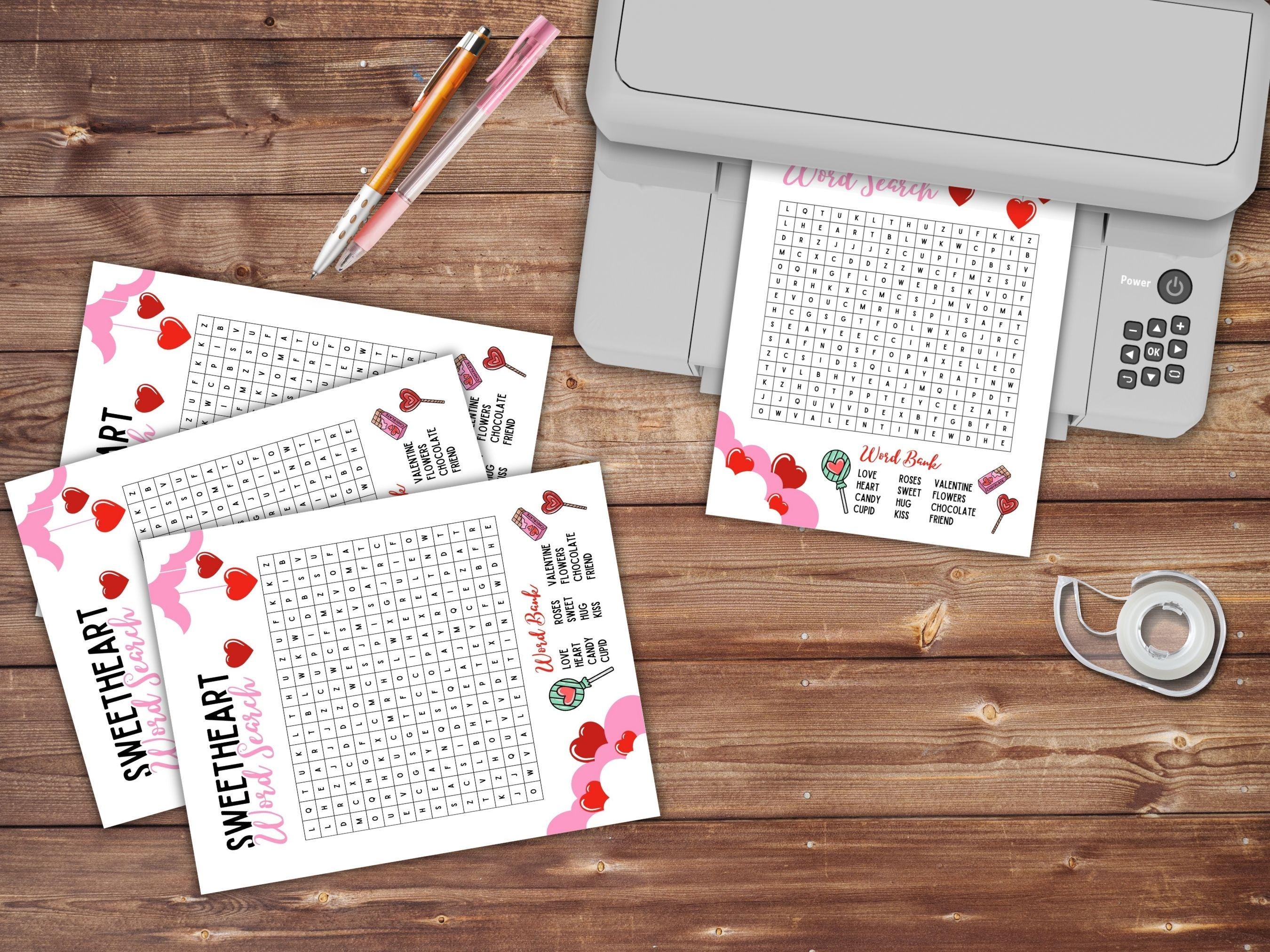 Valentine’s Day Word Search Printable for Kids, Sweetheart Word Search ...