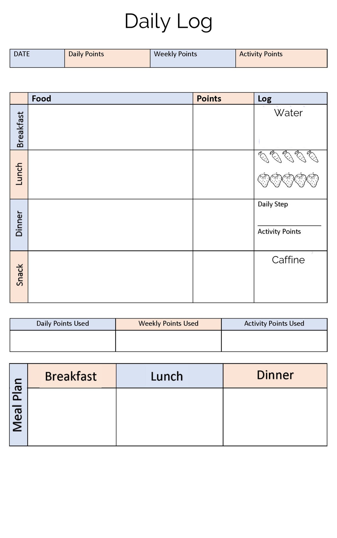 Printable Weight Watchers Weight Loss Charts and Goal Trackers Journal