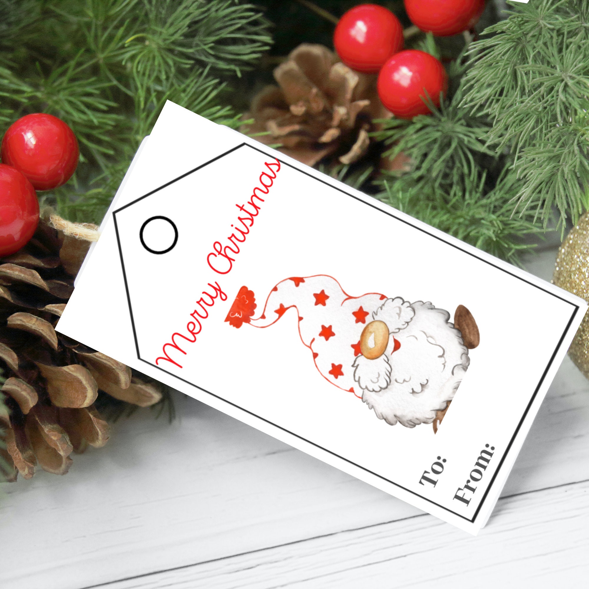 Gnome Christmas Gift Tags Printable Christmas Gift Tags | Etsy
