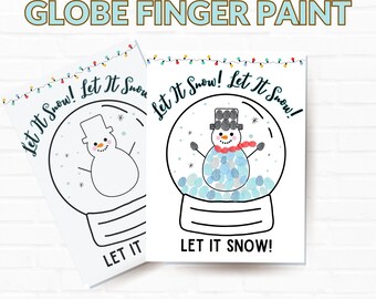 Afdrukbare sneeuwbol sneeuwpop vingerverfactiviteit. Digitale download, print voor leuk vingerverven, thuisonderwijs, kleuterschool.