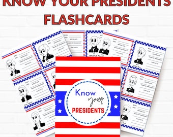 Conosci i tuoi presidenti Flash Card, Flash Card presidenziali, Flash Card per bambini, Giorno del Presidente