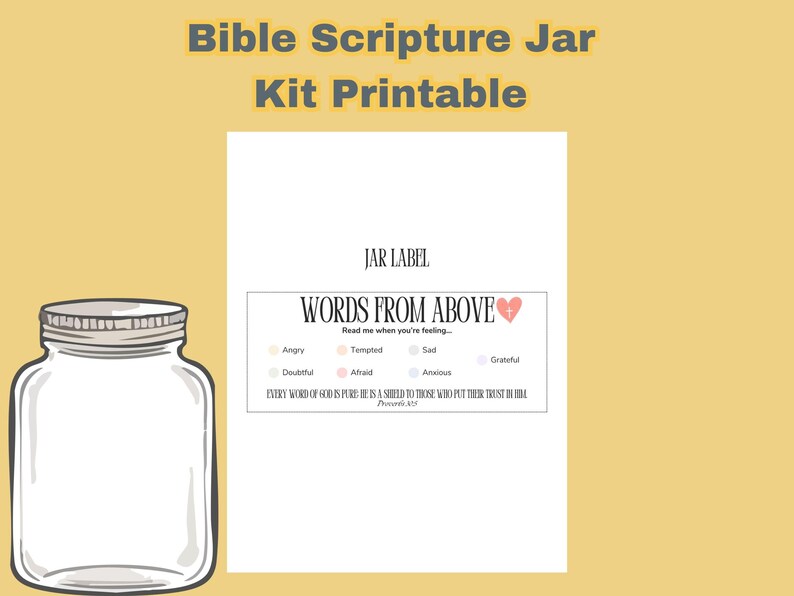 Scripture List Empty Image Bible Verse Jar Printable, Scripture Jar Kit, Christian Encouragement ...