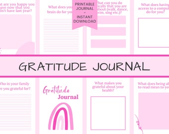 Printable Gratitude Journal, Digital Gratitude Journal, Instant Download