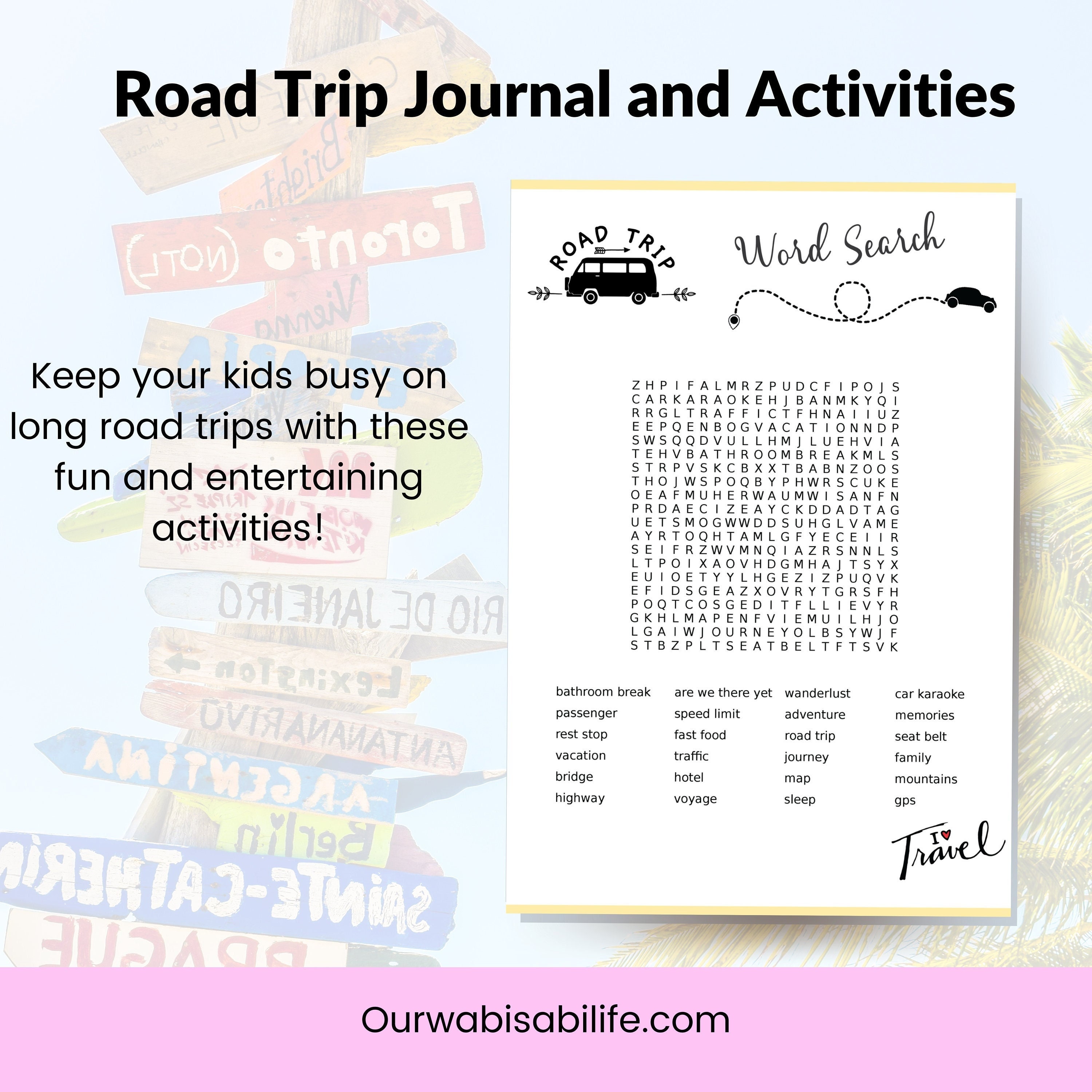 Printable Road Trip Journal and Activity Book for Kids, Road Trip ...