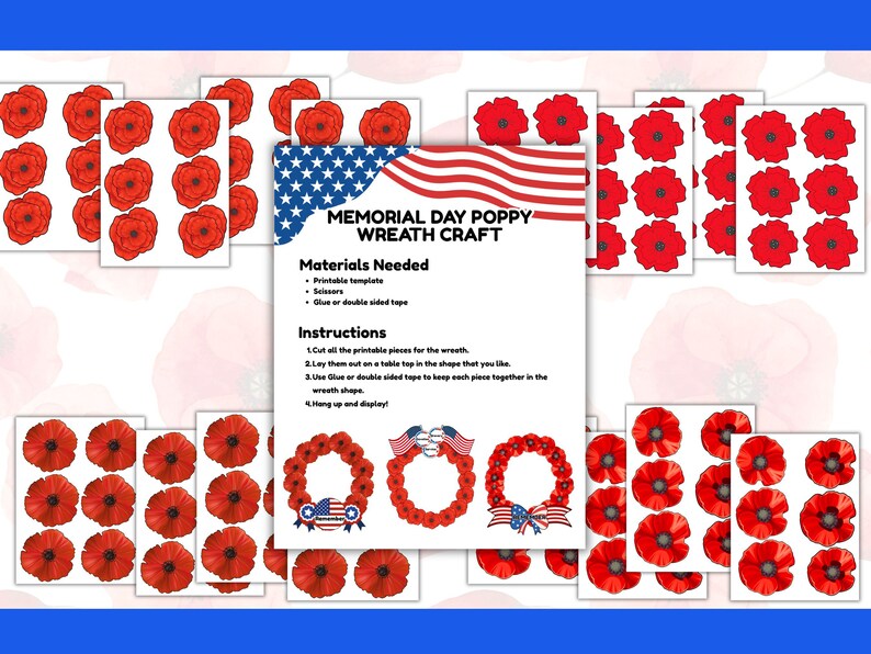 Memorial Day Poppy Wreath Craft Printable, Patriotic Classroom ...