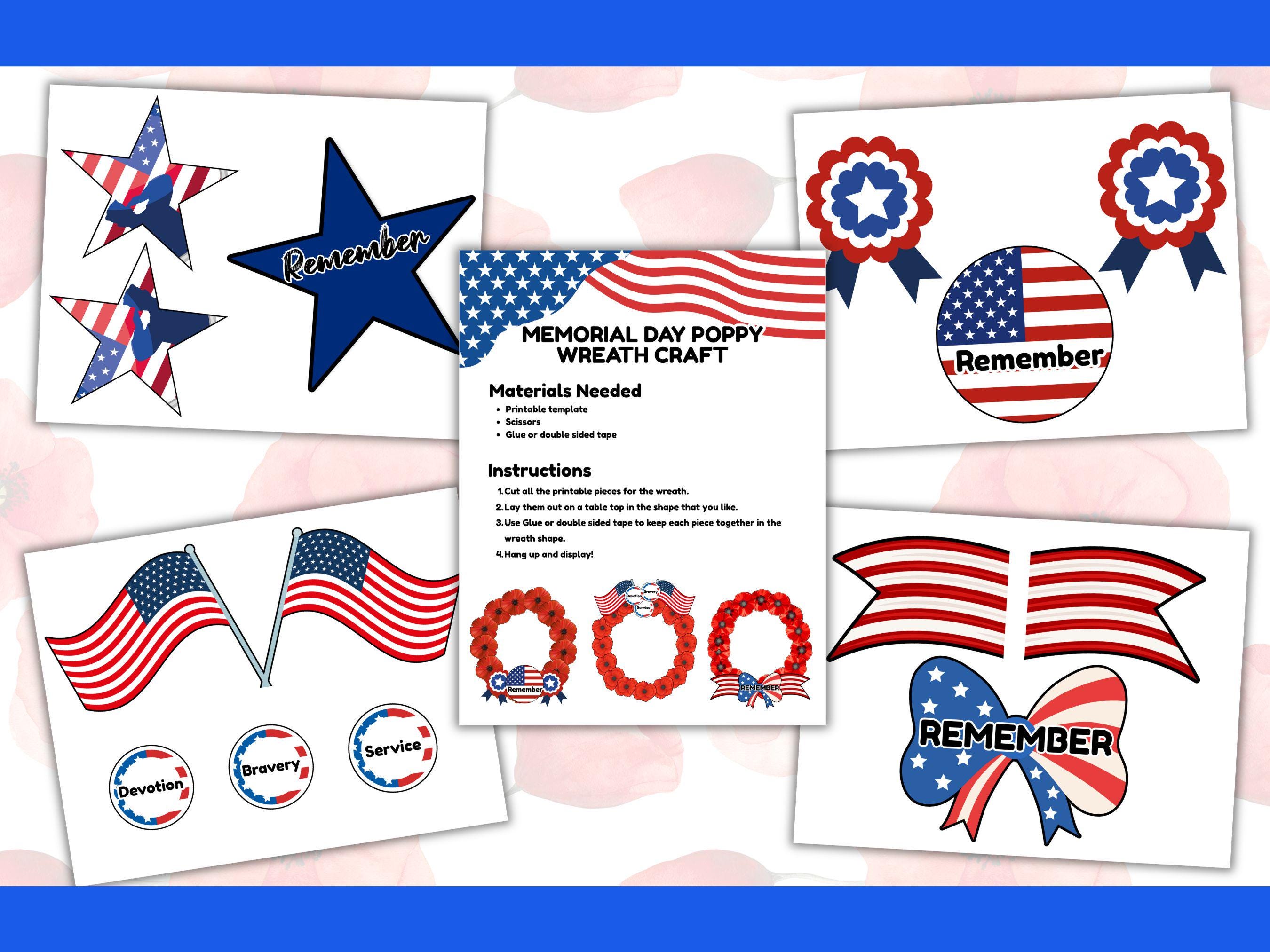 Memorial Day Poppy Wreath Craft Printable, Patriotic Classroom ...
