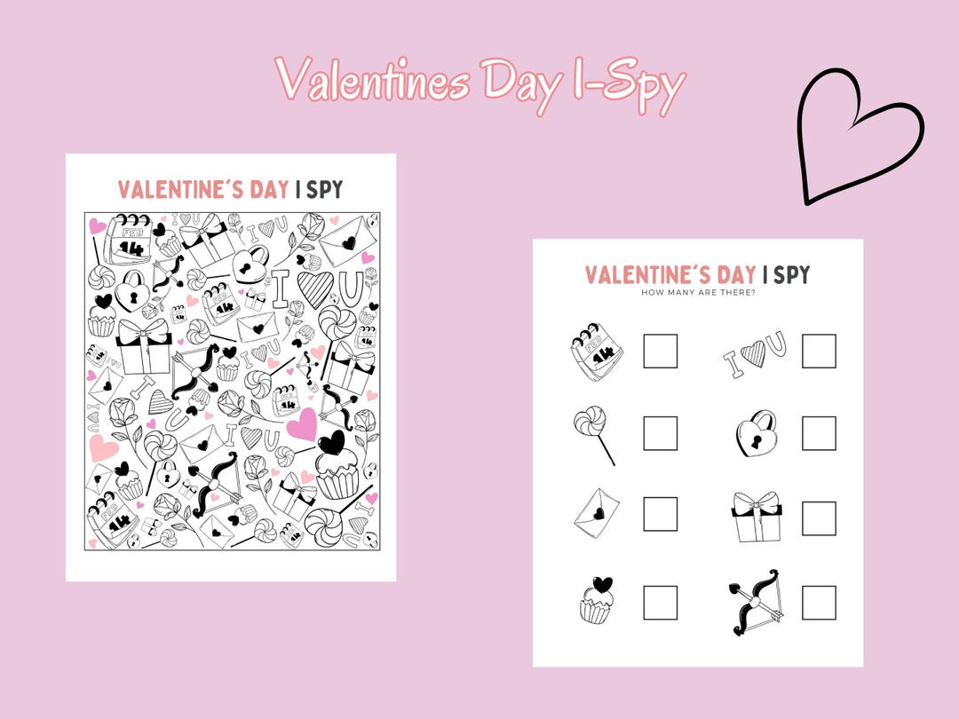 Valentine’s Day I Spy Printable Game for Kids, Valentine Activity ...