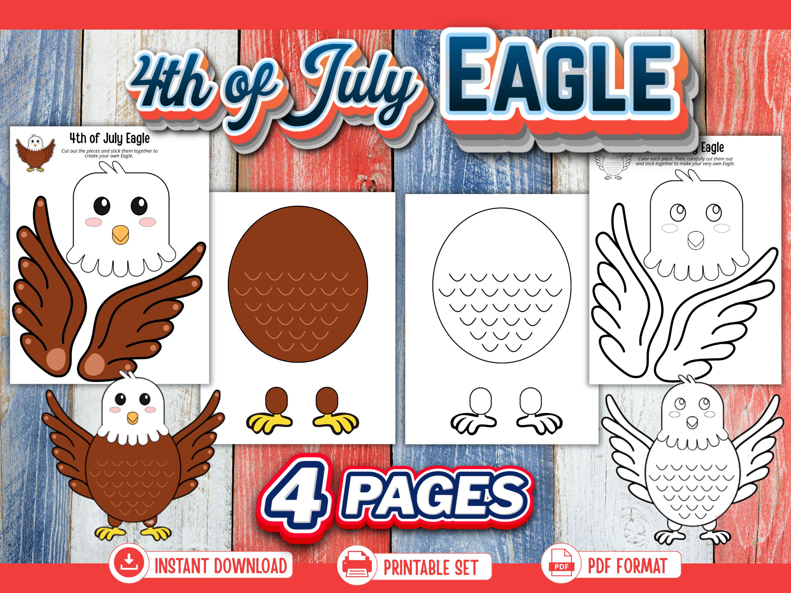 41 Easy Patriotic Crafts for Kids Even Parents Will Love 7 4th of July Eagle Craft Printable Patriotic Bald Eagle Craft…