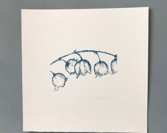 Lily of the Valley Original Screen Print, May Birth Flower, May Birthday Gift