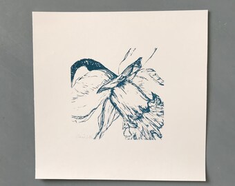 Daffodil Original Screen Print, March Birth Flower, March Birthday Gift