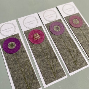 Wool Felt and Liberty Fabric Bookmark Pinks, Greens and Yellows