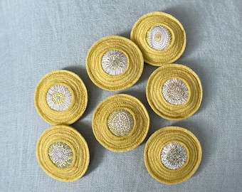 Wool Felt and Liberty Fabric Brooch Pin - Chartreuse