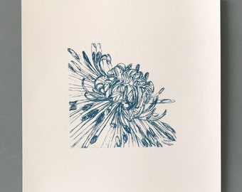 Chrysantheme Original Siebdruck, November Geburt Blume, November Geburtstag Geschenk
