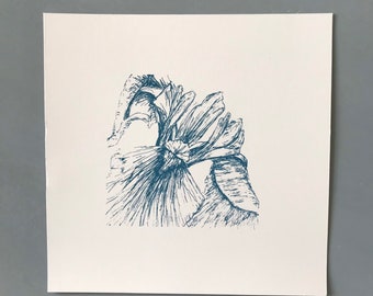 Iris Original Screen Print, February Birth Flower, February Birthday Gift