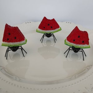 Ant Carrying Watermelon Picnic Decor | Hand Painted Watermelon Slice Tier Tray Decor