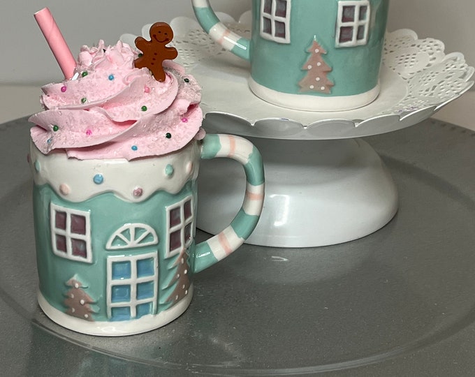 Pink Gingerbread Christmas Decor Gingerbread Mug Tiered Tray Etsy