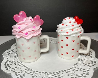 Mini Valentine’s Day Mug | Valentine’s Tiered Tray Decor | Fake Bake Miniature Mug | Mini Coffee Mug