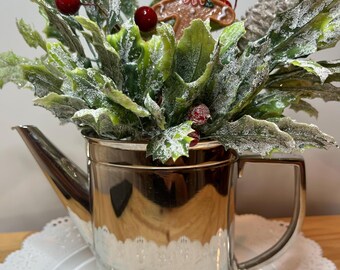 Gingerbread Centerpiece | Decorative Greenery Ginger Bread Man Tin