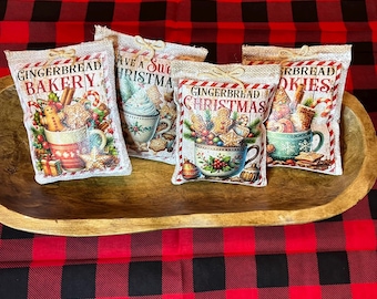 Gingerbread Collection Burlap Bowl Filler Set (4) | Tiered Tray Decor | Christmas | Holidays
