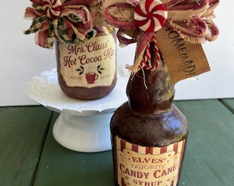 Grungy Glass Christmas Bottle Decor | Gingerbread Decor