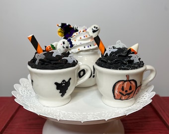 Juego de té en miniatura para Halloween / Bandeja decorativa escalonada para Halloween
