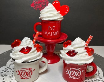 Mini Valentine’s Day Mug | Valentine’s Tiered Tray Decor | Fake Bake Miniature Mug | Mini Coffee Mug