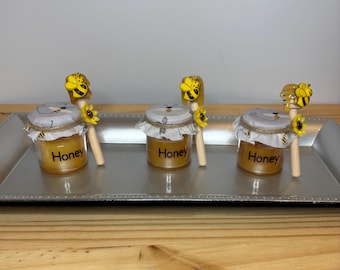 Miniature Honey Pot With Honey Bee Drip Stick