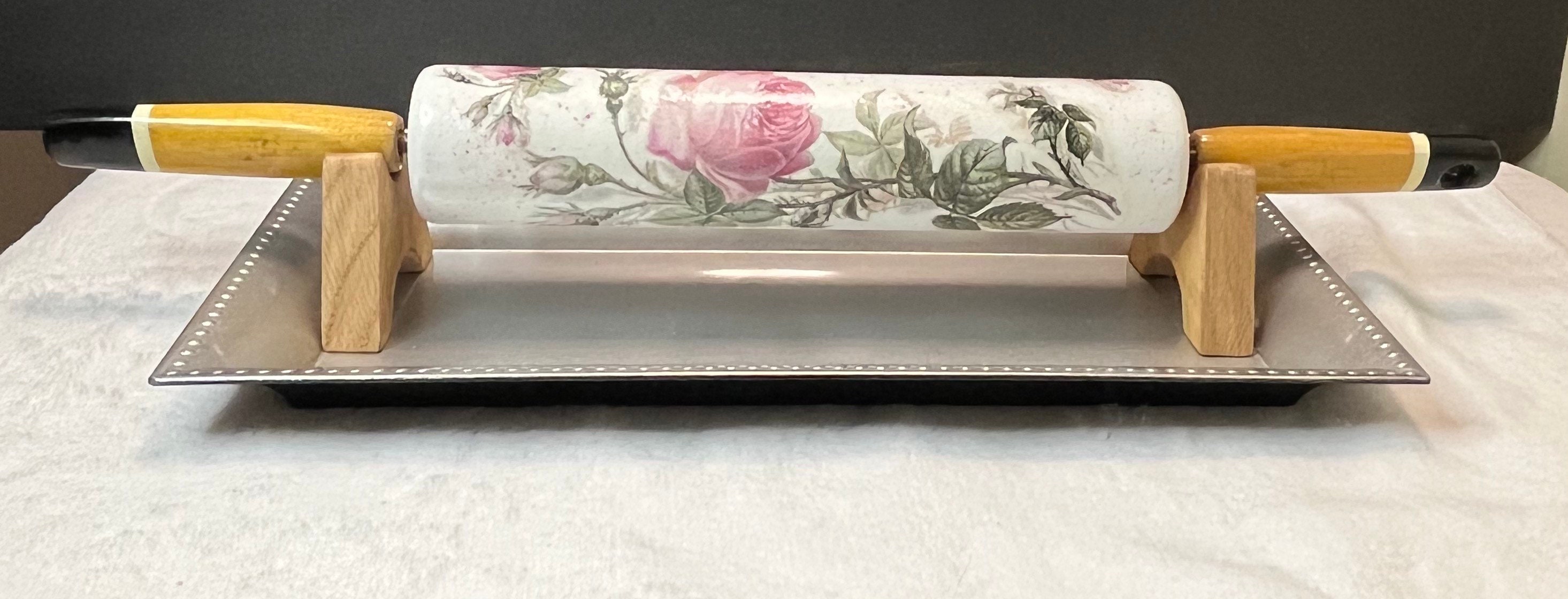 Vintage Decoupaged & Varnished Rolling Pin Repurposed Etsy