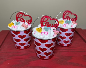 Mini Valentine’s Day Buckets | Valentine’s Tiered Tray Decor | Fake Bake Miniature