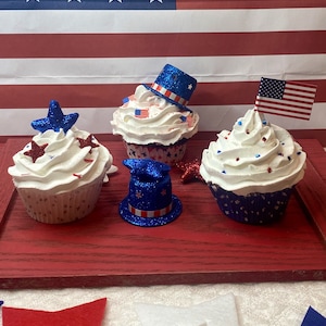 4th of July Fake Cupcake | Patriotic Cupcake | Tier Tray Decor | Fake Dessert