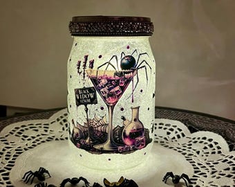 Lighted Halloween Jar | Halloween Night Light | Fairy Light Jar