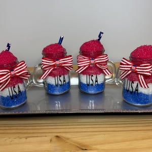 Fake Shaved Ice | Fake Slushie In Miniature Mason Jar | Patriotic Fake Drink