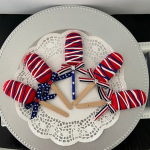 Fake Cakesicles | Fourth of July Tiered Tray Decor | Fake July 4th Dessert