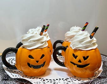 Bandeja decorativa escalonada para Halloween / Taza en miniatura con forma de Jack-O-Lantern