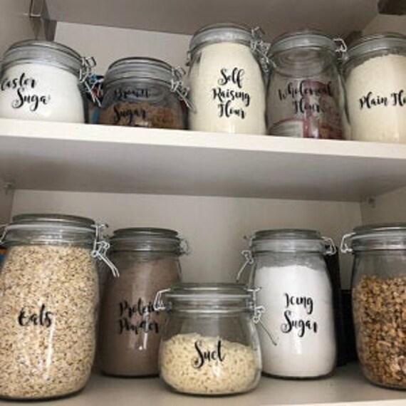 MRS HINCH INSPIRED JARS STORAGE TRAYS DRAWS CUPBOARD LABEL DECAL VINYL STICKERS