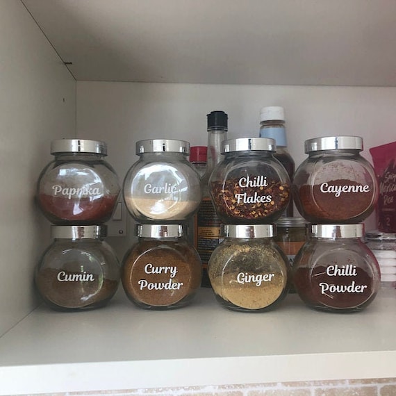 Spice Jar Label Vinyl Decal Sticker for IKEA Small Spice Jars and Cylindical Jars up to 6.5cm Diameter Available in 3 Fonts Etsy